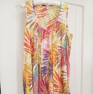 Colorful leaf pattern sleeveless top